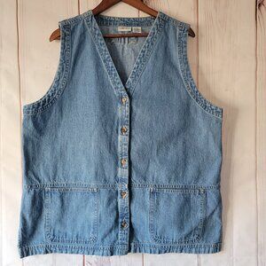 Vintage Cabin Creek 100% Cotton Plus Size 18W Denim Sleeveless Button Up Vest